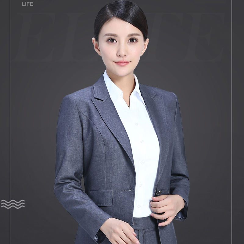 灰色一粒扣职业装